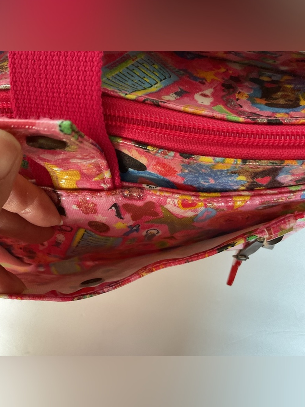 Fiorucci Vintage Y2K Vegan Pink Cartoon Print Tote Bag Purse Fuchsia Coachella - Picture 9 of 13